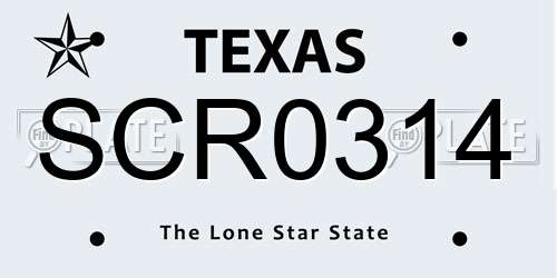 SCR0314 Texas License Plate