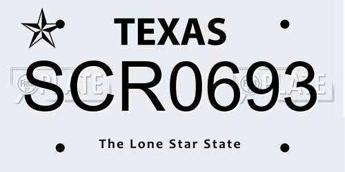 SCR0693 Texas License Plate