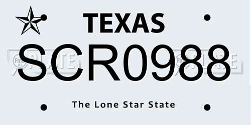 SCR0988 Texas License Plate