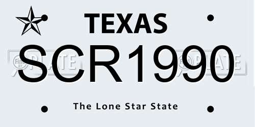 SCR1990 Texas License Plate