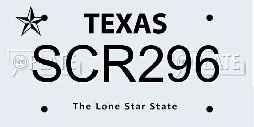 SCR296 Texas License Plate