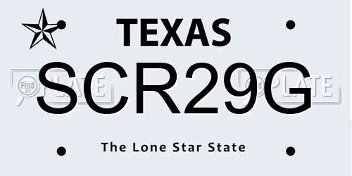 SCR29G Texas License Plate