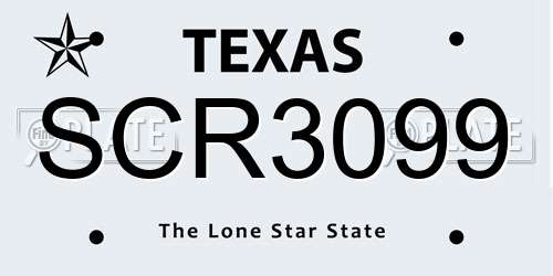 SCR3099 Texas License Plate