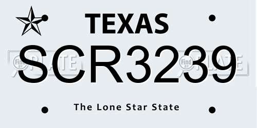 SCR3239 Texas License Plate