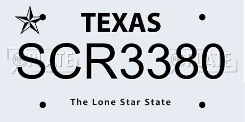 SCR3380 Texas License Plate