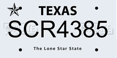 SCR4385 Texas License Plate
