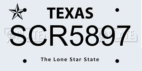SCR5897 Texas License Plate