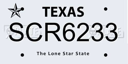 SCR6233 Texas License Plate