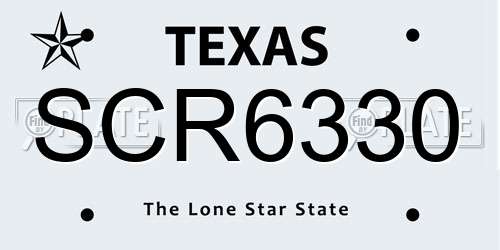 SCR6330 Texas License Plate