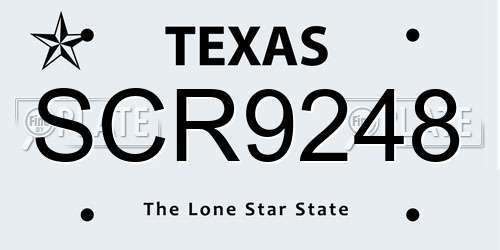 SCR9248 Texas License Plate