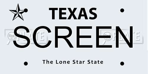 SCREEN Texas License Plate