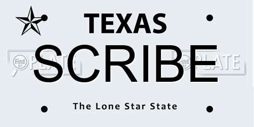 SCRIBE Texas License Plate