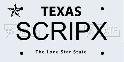SCRIPX Texas License Plate