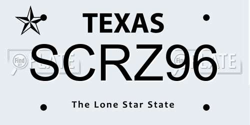 SCRZ96 Texas License Plate
