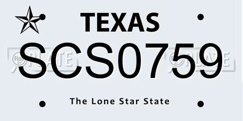 SCS0759 Texas License Plate