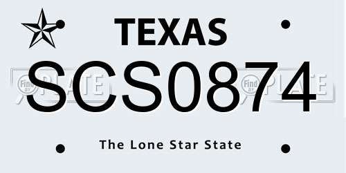 SCS0874 Texas License Plate