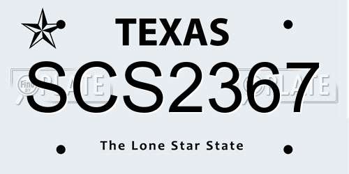 SCS2367 Texas License Plate