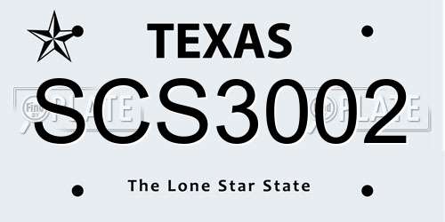 SCS3002 Texas License Plate