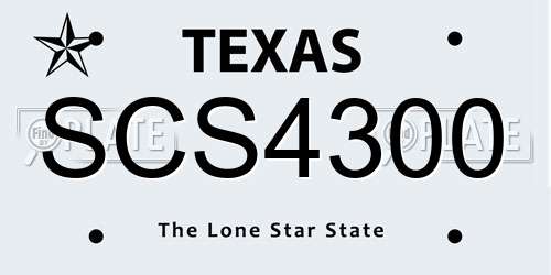 SCS4300 Texas License Plate