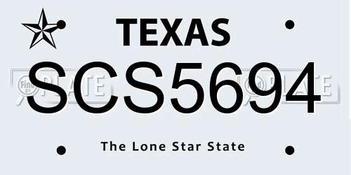 SCS5694 Texas License Plate