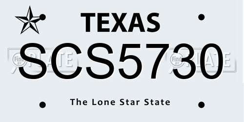SCS5730 Texas License Plate