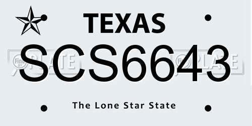 SCS6643 Texas License Plate