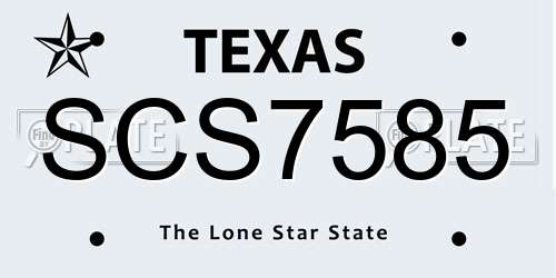 SCS7585 Texas License Plate