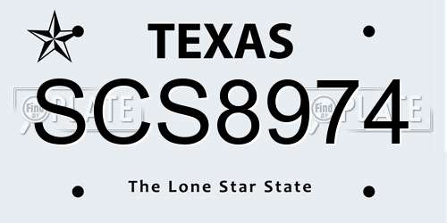 SCS8974 Texas License Plate