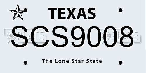 SCS9008 Texas License Plate