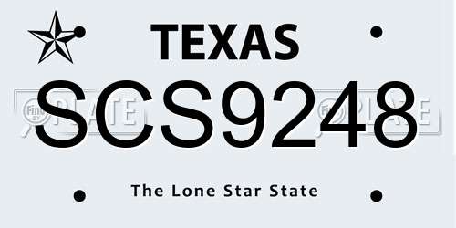 SCS9248 Texas License Plate