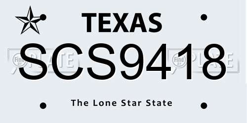SCS9418 Texas License Plate
