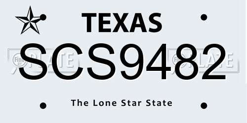 SCS9482 Texas License Plate