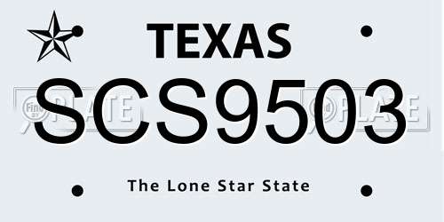 SCS9503 Texas License Plate