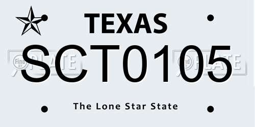 SCT0105 Texas License Plate