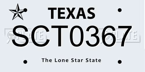 SCT0367 Texas License Plate
