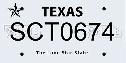 SCT0674 Texas License Plate