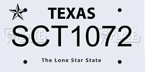 SCT1072 Texas License Plate