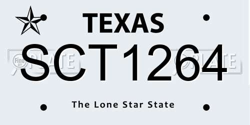 SCT1264 Texas License Plate