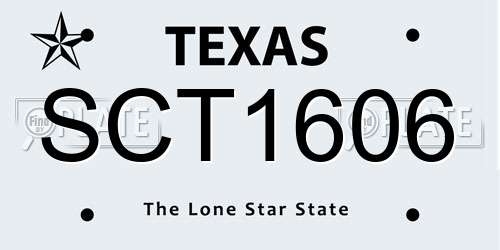 SCT1606 Texas License Plate