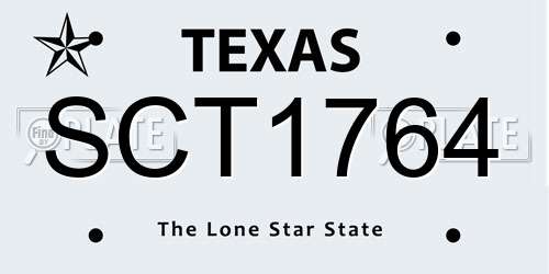 SCT1764 Texas License Plate
