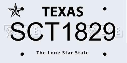 SCT1829 Texas License Plate