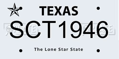 SCT1946 Texas License Plate