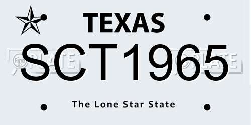 SCT1965 Texas License Plate