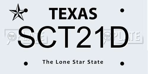 SCT21D Texas License Plate