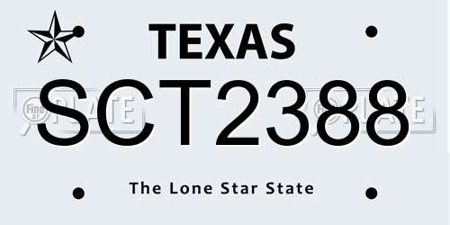 SCT2388 Texas License Plate