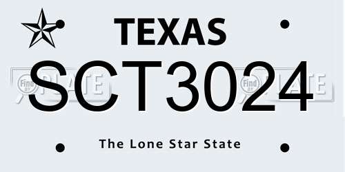 SCT3024 Texas License Plate