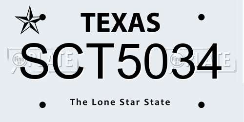 SCT5034 Texas License Plate