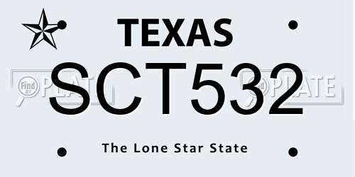 SCT532 Texas License Plate