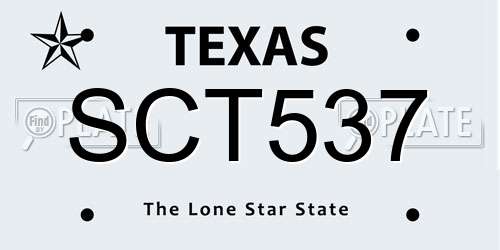 SCT537 Texas License Plate