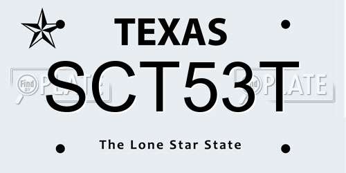 SCT53T Texas License Plate
